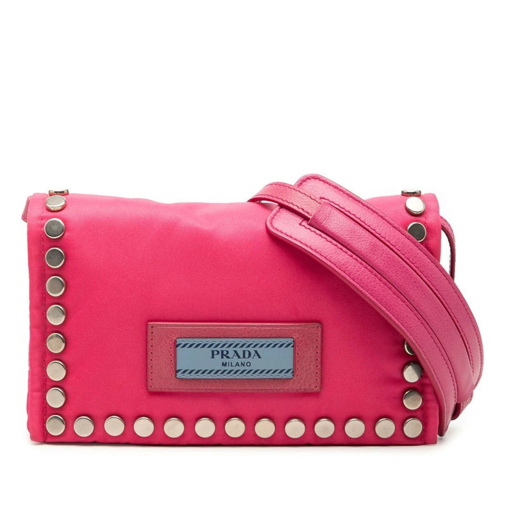 Prada studded Crossbody bag pink leather